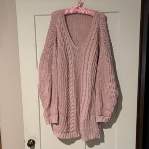Cozy Pink Cable Knit Sweater